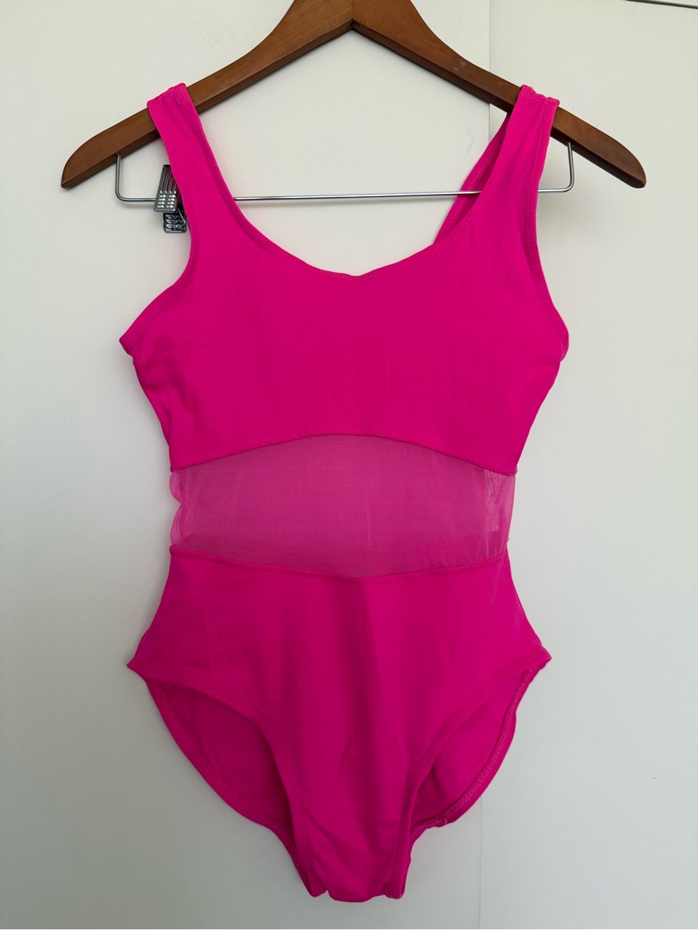 Vintage Colours 80s Neon Pink Mesh Bodysuit 12 S/M Festival 90s Y2K